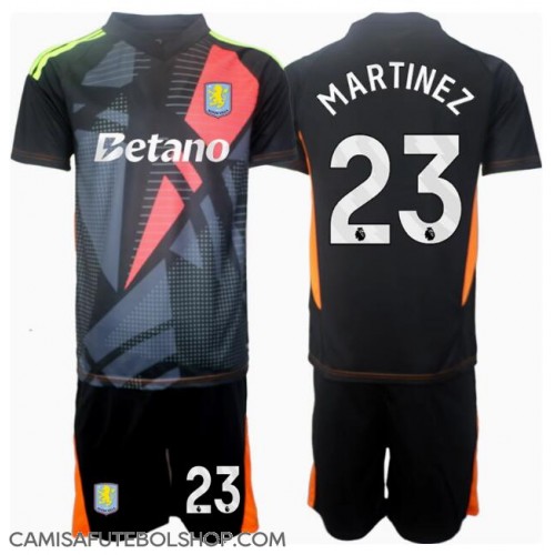 Camisa de time de futebol Aston Villa Emiliano Martinez #23 Goleiro Replicas 2º Equipamento Infantil 2024-25 Manga Curta (+ Calças curtas)
